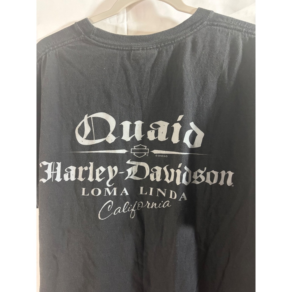 Harley-Davidson T-Shirt Mens XL Black Excellent Pinup Girl Quaid Loma Linda CA - Picture 7 of 9